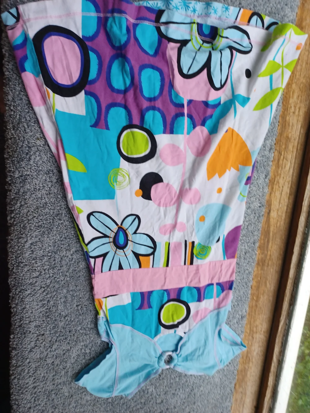 Color Aqua Pink Multicolor Floral Patchwork Girls Dress